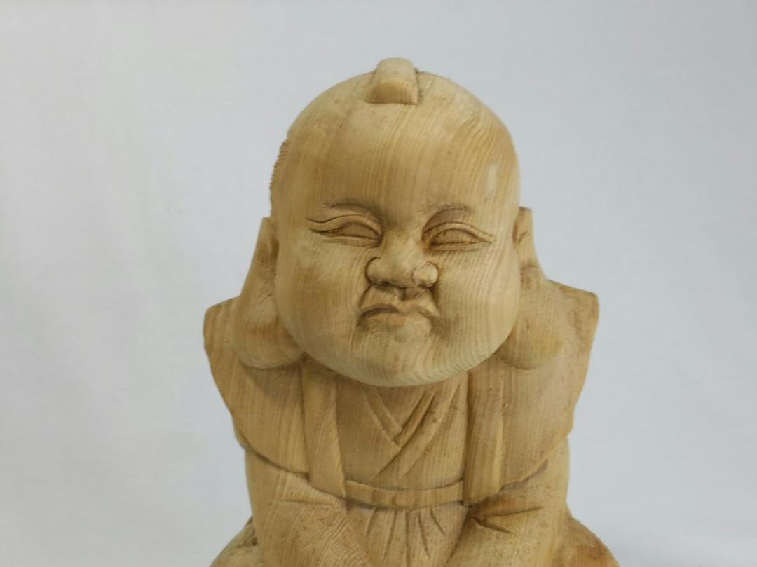 在庫処分品　【福助】木彫り　高さ25ｃｍ　おでこに傷　送料無料！ Amazon.co.jp: 在庫処分品 福助木彫り 高さ25cm おでこに傷